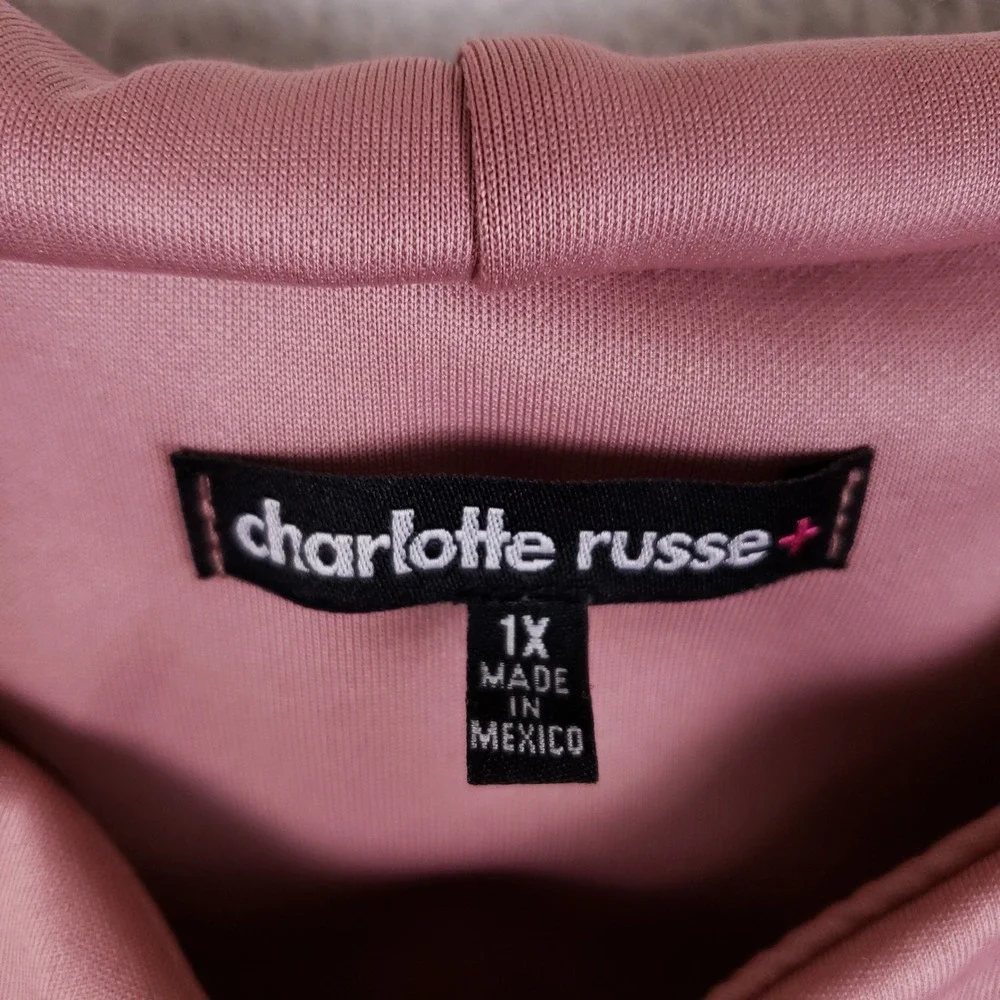 Charlotte Russe‎ Bodycon Dress Womens 1X Off Shoulder Cowl Neck Pink Clubwear